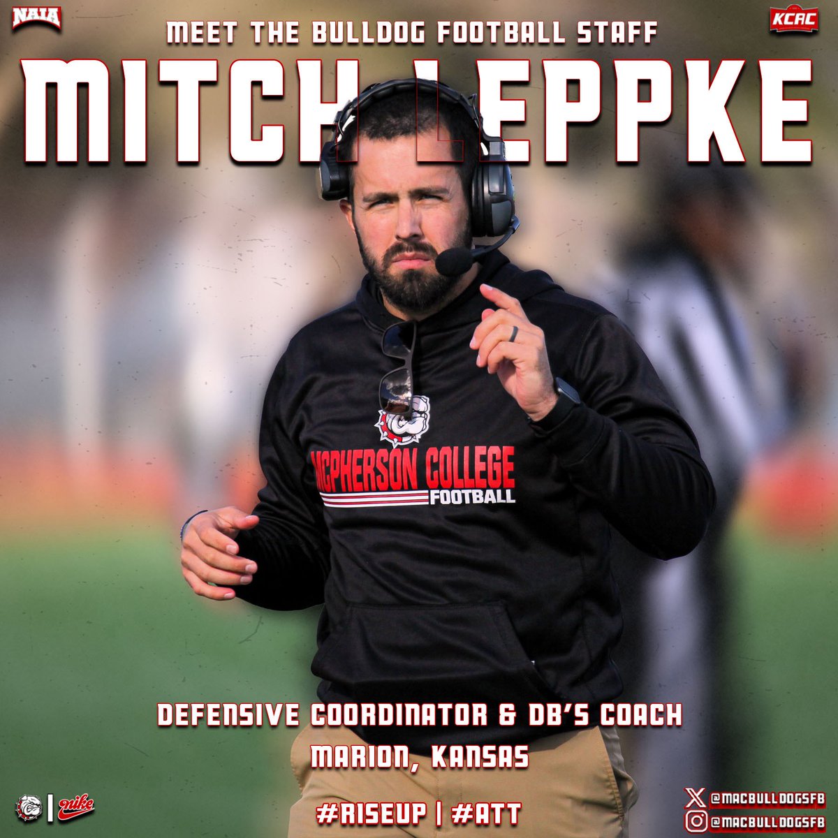 McPherson Football (@macbulldogsfb) on Twitter photo Meet the Bulldog Football coaching staff! <a href="/CoachLeppke/">Mitch Leppke</a> led one of the top ranked defenses in the KCAC during 2024!
Itβs fantastic to have proud alumni like Coach Leppke help lead our program!
#RiseUp | #ATT Meet the Bulldog Football coaching staff! <a href="/CoachLeppke/">Mitch Leppke</a> led one of the top ranked defenses in the KCAC during 2024!
Itβs fantastic to have proud alumni like Coach Leppke help lead our program!
#RiseUp | #ATT
