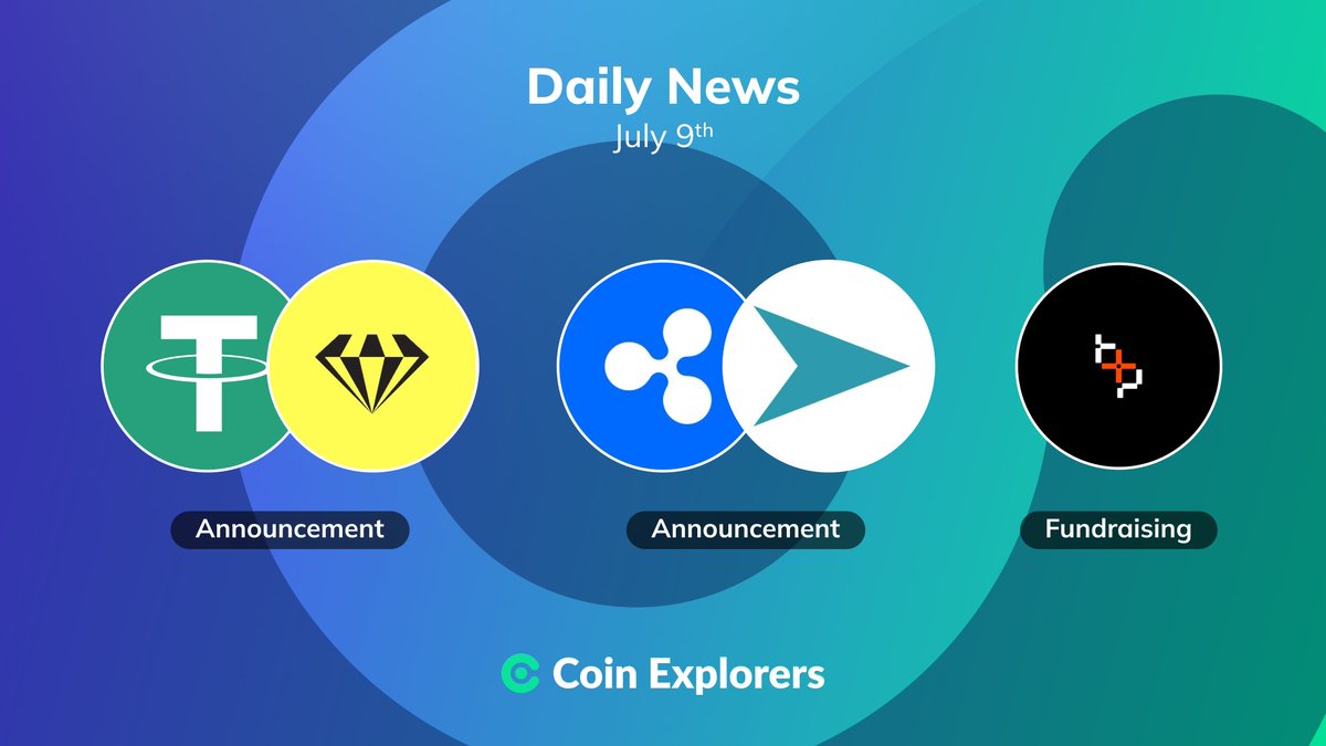 TODAY’S NEWS: July 9⚡️

📣 <a href="/Tether_to/">Tether</a> invests in <a href="/CrystalPlatform/">Crystal Intelligence</a> to enhance blockchain forensics and strengthen efforts against illicit stablecoin activity.

📣 <a href="/Ripple/">Ripple</a> selects <a href="/BNYglobal/">BNY</a> as the primary custodian for its Ripple USD (RLUSD) reserves to strengthen