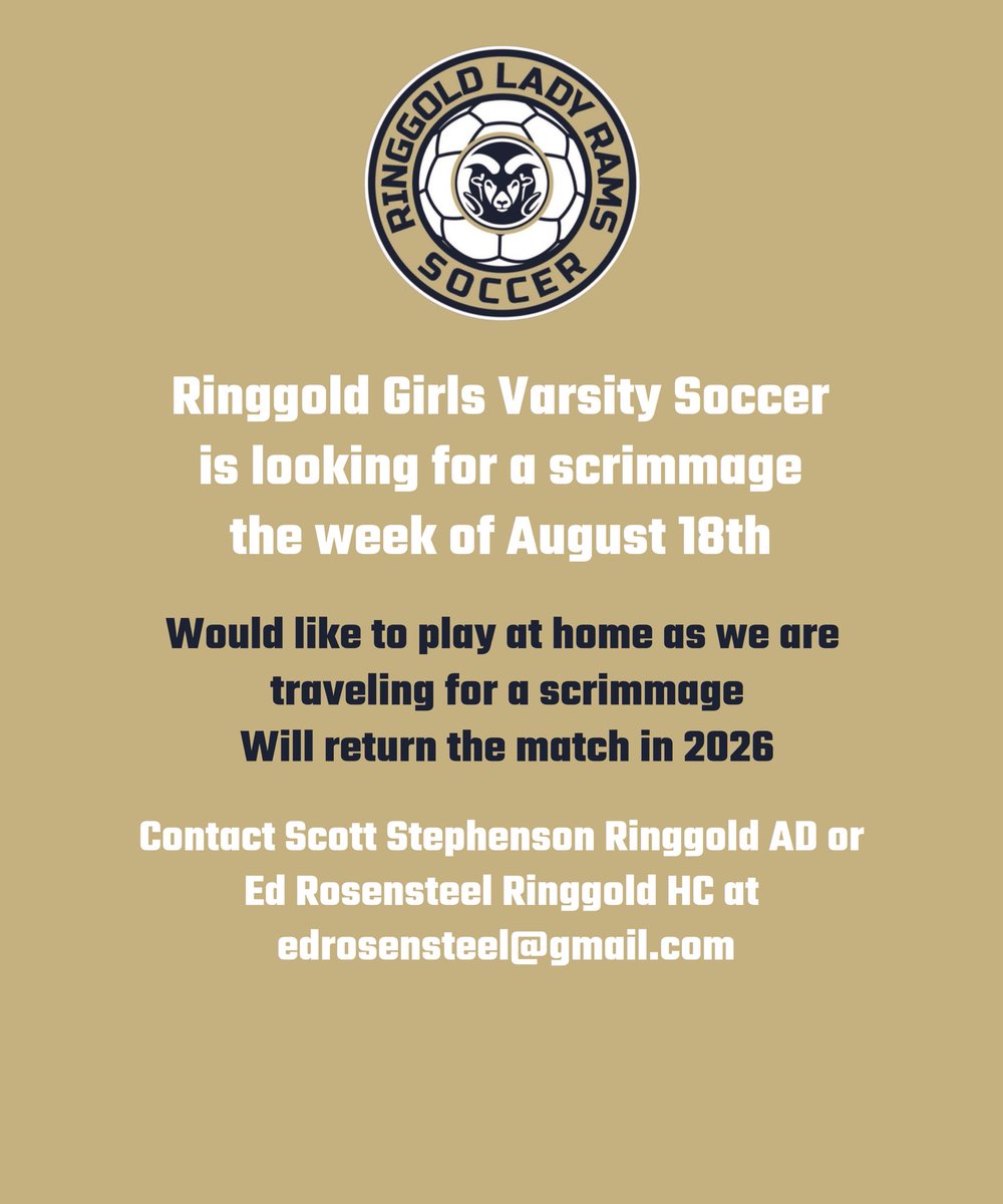 The Lady Rams are looking for a preseason game. If you are interested please reach out to Scott Stephenson or Ed Rosensteel.
