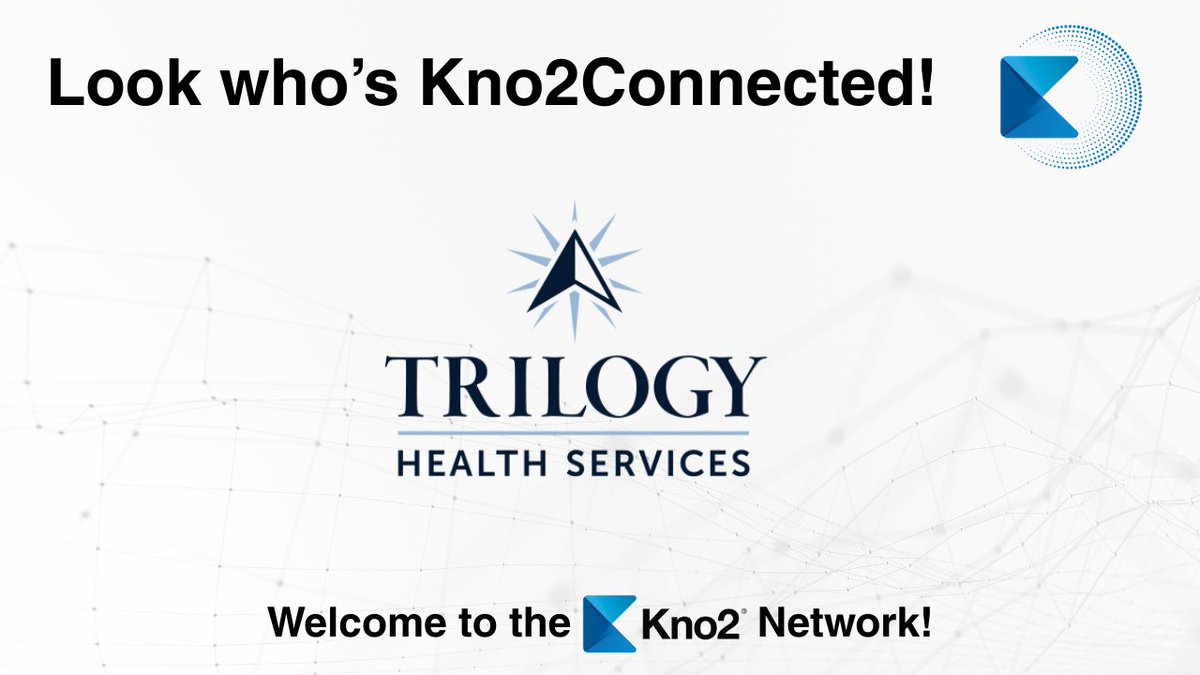 🚨 We’re excited to welcome Trilogy Health Services, LLC to the Kno2 Connected™ network! Through a single API integration, Trilogy now delivers secure, scalable healthcare communication—unlocking access to national networks, like Kno2's QHIN™!