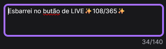Cuidado com o "botão de Live", não pode por no título da <a href="/TwitchBR/">TwitchBR</a> , é contra as regras de moderação😂