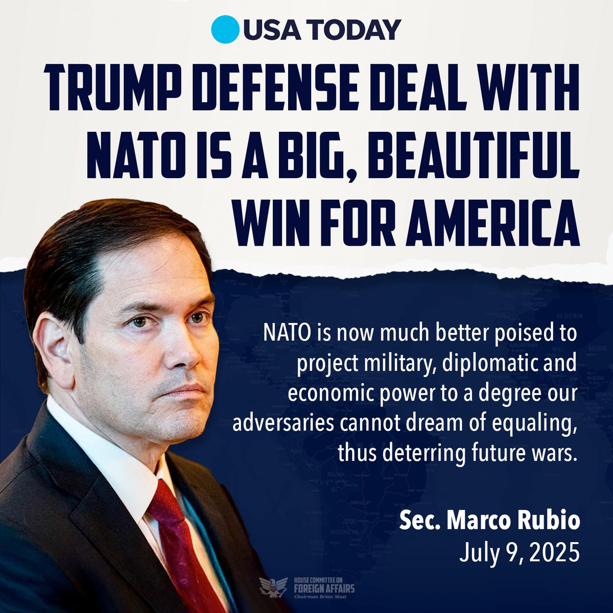 “This is what an America First foreign policy looks like.” <a href="/SecRubio/">Secretary Marco Rubio</a>

Thanks to <a href="/POTUS/">President Donald J. Trump</a> for making NATO stronger than ever!