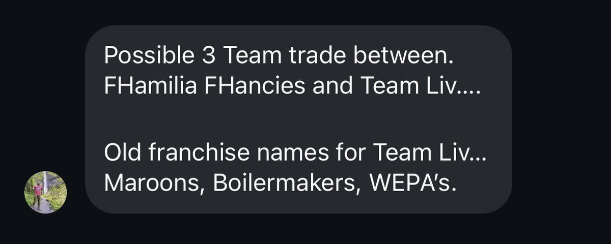 ClassicShams's tweet photo. BREAKING NEWS: Potential 3 team trade between the FHancies, FHamilia, and Team Liv (formerly known as the maroons), is currently being discussed. Nothing concrete as of yet, but stay tuned as this may be a MASSIVE shake up in the FH Classic. https://t.co/zYDgvwiwUe