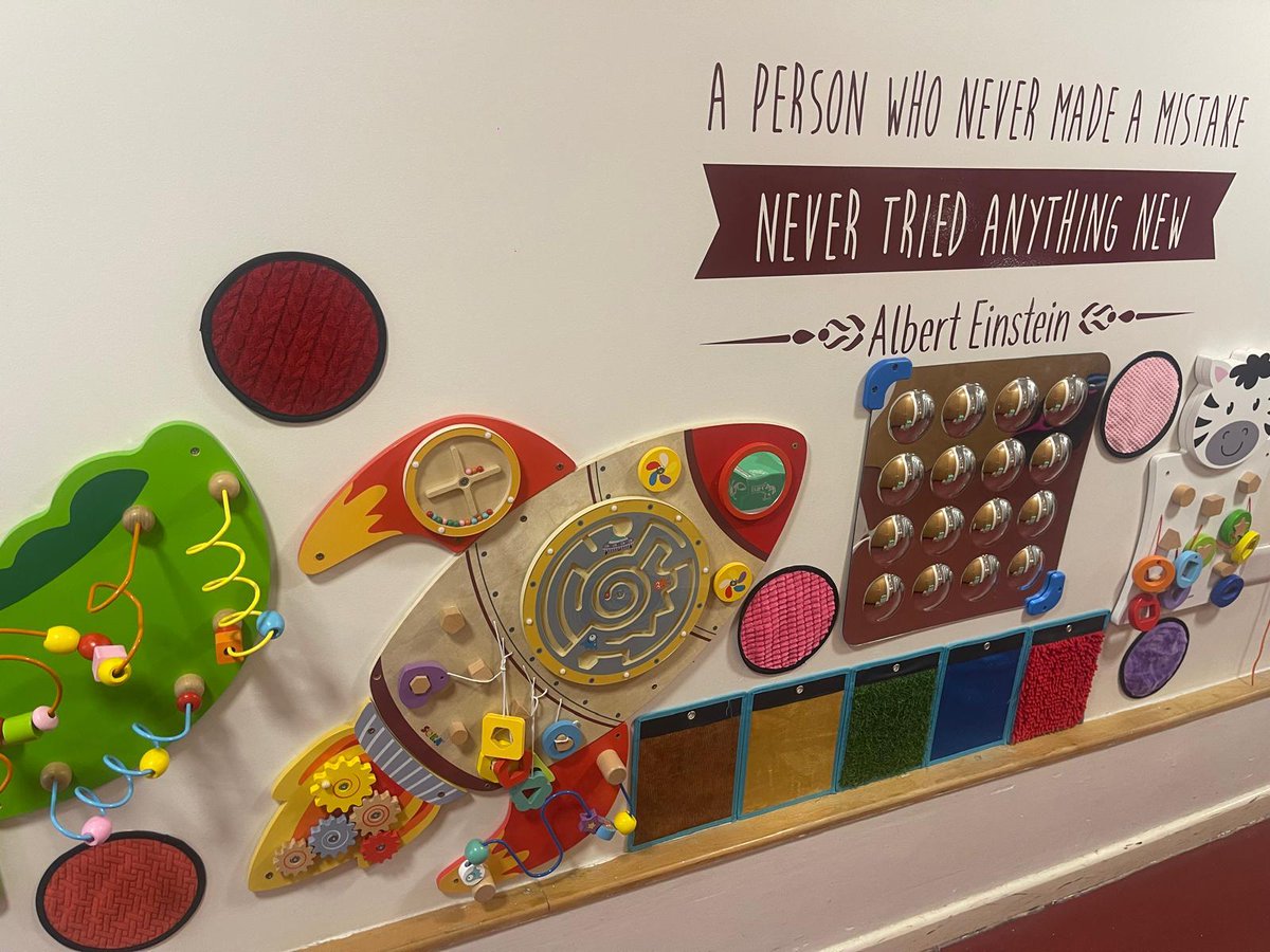 WMISLT2's tweet image. A new sensory wall has been created in @CottesbrookeJun - it’s already being used really well for mini regulation breaks 🤩 As part of DLP work this year, our OTs and SALTs have been supporting schools to develop more inclusive environments 🙌 #Inclusion #SENsupport #ot #sensory