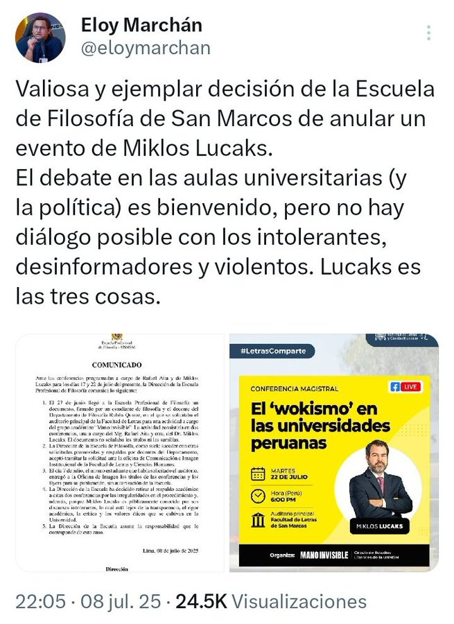 Lo sospeché desde un principio. Los terruquitos de San Marcos son intolerantes, totalitarios y salvajes. Se creen los únicos dueños de la verdad absoluta. Y encima este pobre mojón de <a href="/eloymarchan/">Eloy Marchán</a> que llora por la libertad de expresión cuando tocan a un rojo, ahora aplaude esta