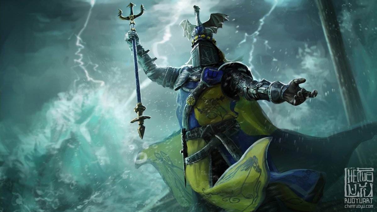 xathrodox86's tweet image. "More than just a Knight, Alberic is a true leader of men whose warriors are emboldened by his fighting spirit in battle."
—Duke Alberic of Bordeleaux
Alberic de Bordeleaux is the current Duke of Bordeleaux in Bretonnia and an avowed servant of Manann.⚜️🌊
Salty!
#WarhammerArt