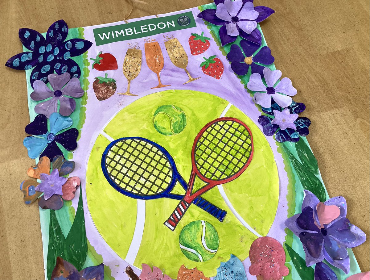 MojoWorcester's tweet photo. Another stunning #Wimbledon2025  #WIMBLEDON  artwork created with the residents #livingwithdementia 

@DementiaUK 
@DementiaFriends 
@alzheimerssoc 
@Artsincarehomes https://t.co/yQb9WmsZwG