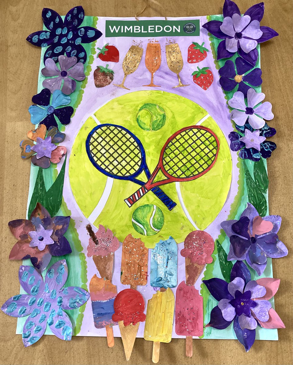 MojoWorcester's tweet photo. Another stunning #Wimbledon2025  #WIMBLEDON  artwork created with the residents #livingwithdementia 

@DementiaUK 
@DementiaFriends 
@alzheimerssoc 
@Artsincarehomes https://t.co/yQb9WmsZwG