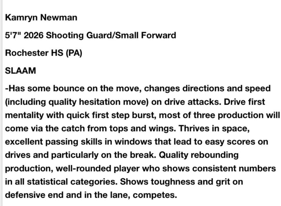 Thank you for the evaluation Coach Chuck Thompson! <a href="/FiveStateHoops/">Five State Hoops</a> <a href="/Slaam26Norman/">SLAAM26NORMAN</a> <a href="/RochesterGBBall/">Rochester Lady Rams</a> <a href="/CoachMoncrief/">Ron Moncrief</a> <a href="/Elite40League/">Elite 40 League</a> <a href="/SLAAMCOACHSTEVE/">Coach Stephen</a>