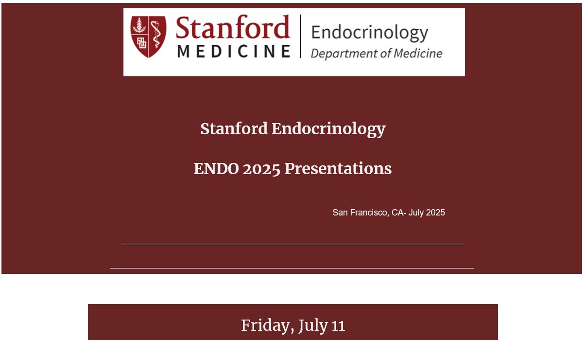 Stanford Endocrinology (@stanfordendo) on Twitter photo Check out the Stanford Endo Presentations at the #ENDO2025 Meeting: mailchi.mp/76ae4d7f866b/s… Check out the Stanford Endo Presentations at the #ENDO2025 Meeting: mailchi.mp/76ae4d7f866b/s…