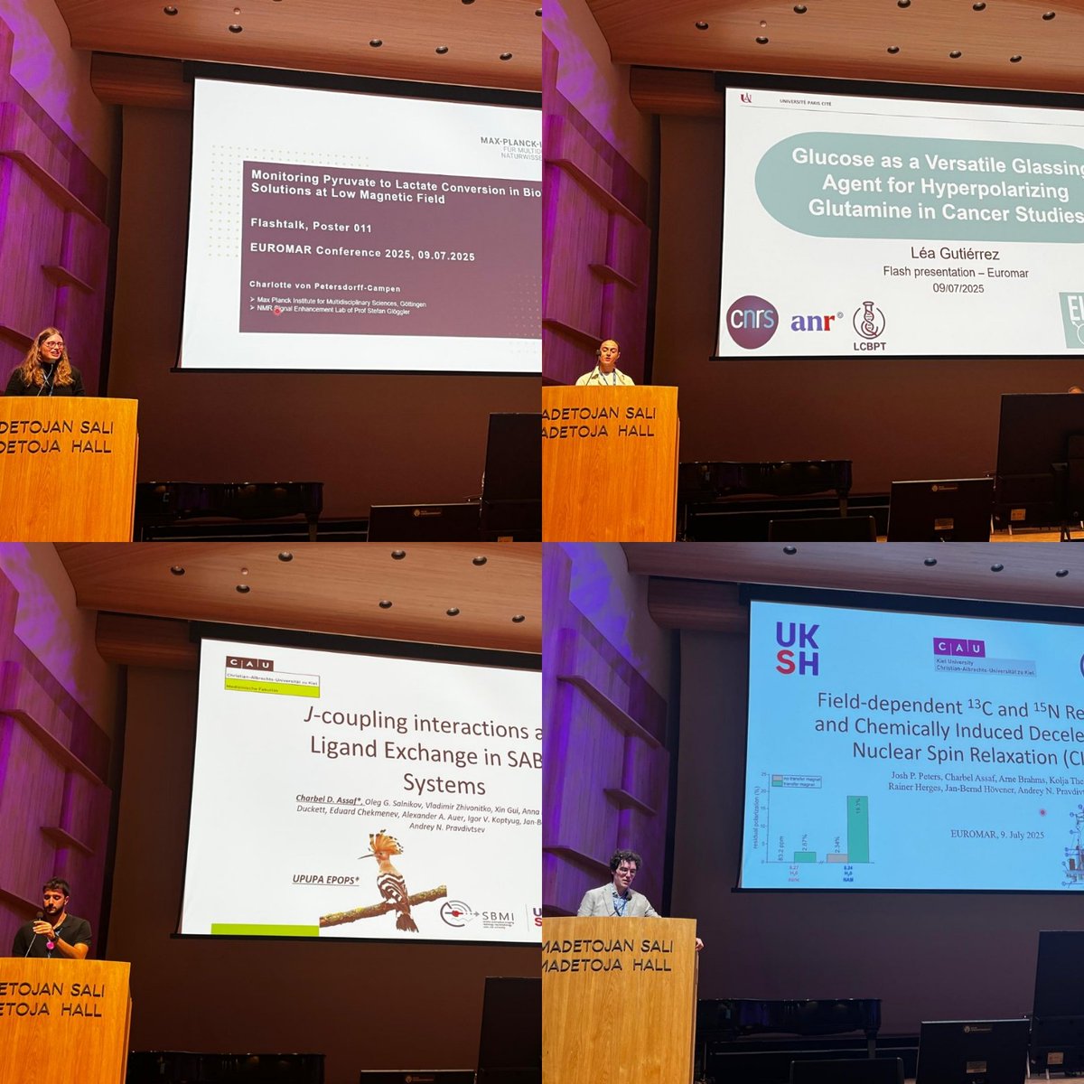 Meanwhile at the Hyperpolarisation Session 13 ❄️⚡:
Parallel talks by Lyndon Emsley and Christian Hilty 🎙️, oral contributions from Giulia Mollica and Vitaly Kozinenko, and 4 flash talks to complete the set 🔬
#EUROMAR2025 #NMR #MRI #ESR #EPR