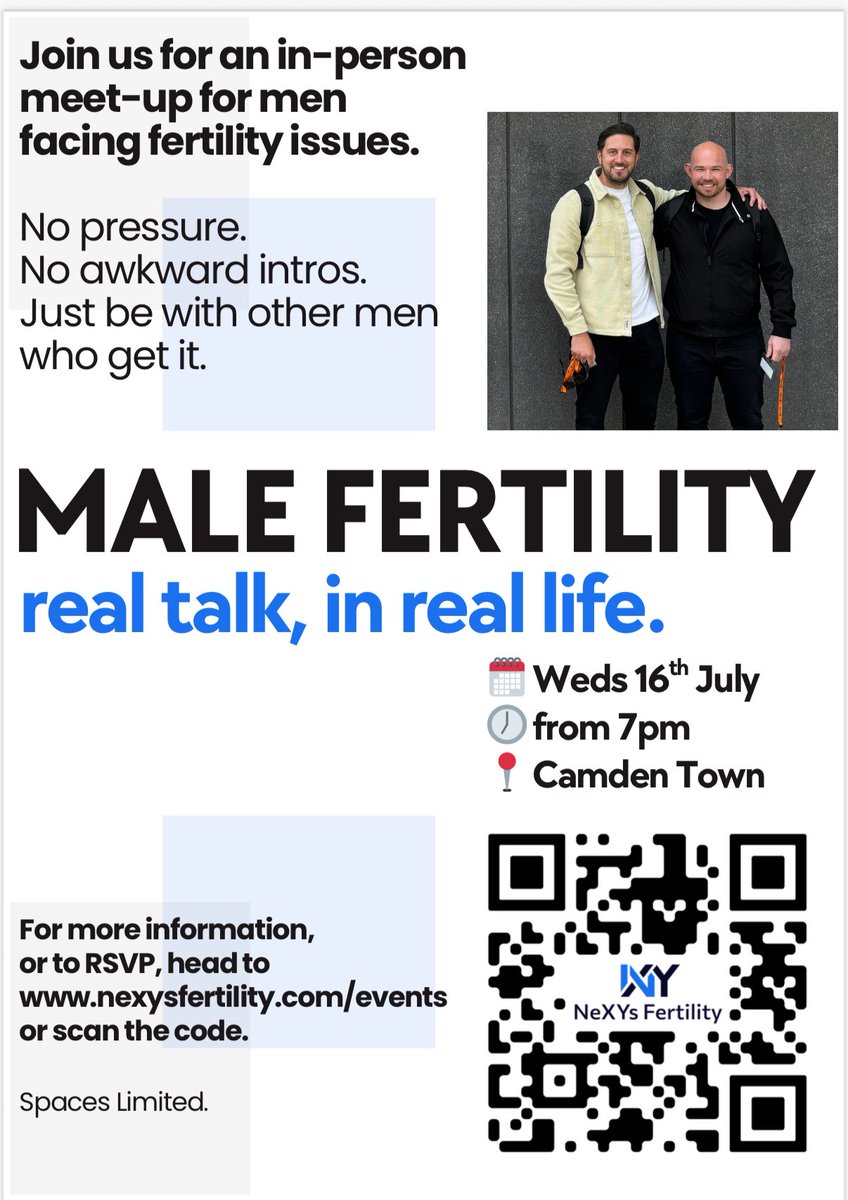 Such an important support group for men dealing w infertility #ShaunGreenaway #knackered_knackers Next Wednesday 16th July