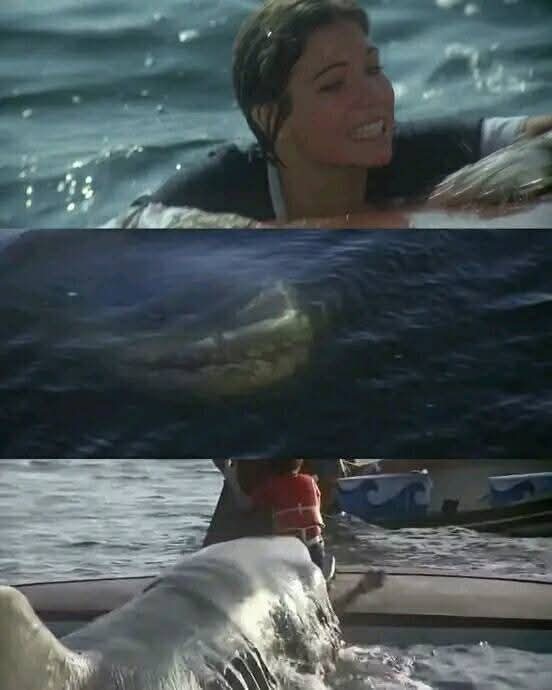 When it comes to galvanizing screen deaths, the demise of Marge in "Jaws 2" is pure nightmare fuel. 

Being swallowed whole immediately after her heroic rescue of Sean Brody is one of the most disturbing sequences ever.