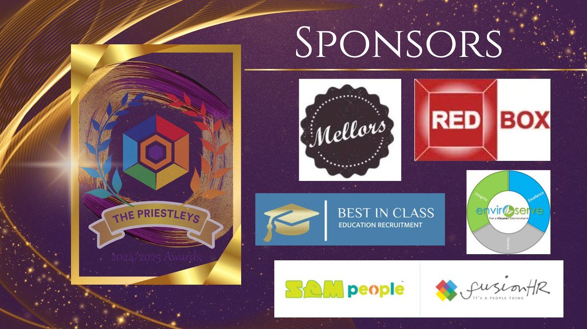 The Priestley Academy Trust (@priestleytrust) on Twitter photo Our first-ever staff awards evening, #ThePriestleys, which took place on 3 July was made possible by our wonderful sponsors - thank you to <a href="/BestInClassBfd/">Best In Class Education Recruitment</a> <a href="/Fusion_Business/">FusionHR</a> <a href="/EnviroserveUK/">EnviroserveUK</a> <a href="/RedBoxcs/">Red Box</a> and <a href="/mellorscatering/">Mellors Catering Services</a> ๐
We couldn't have done it without you! ๐ ๐คฉ Our first-ever staff awards evening, #ThePriestleys, which took place on 3 July was made possible by our wonderful sponsors - thank you to <a href="/BestInClassBfd/">Best In Class Education Recruitment</a> <a href="/Fusion_Business/">FusionHR</a> <a href="/EnviroserveUK/">EnviroserveUK</a> <a href="/RedBoxcs/">Red Box</a> and <a href="/mellorscatering/">Mellors Catering Services</a> ๐
We couldn't have done it without you! ๐ ๐คฉ
