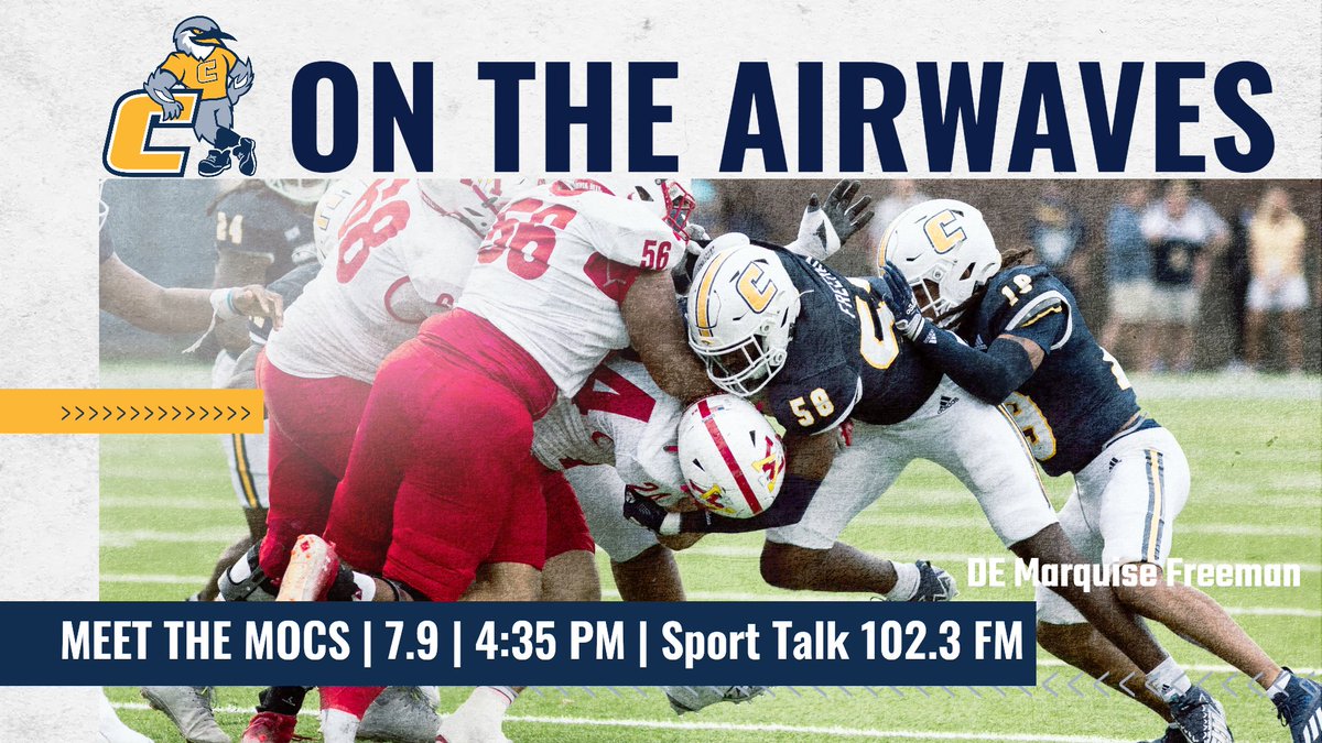 Chattanooga Football (@gomocsfb) on Twitter photo Meet the Mocs Wednesday๐ป
Listen <a href="/TalkRadio1023/">Talk 102.3 WGOW</a> in Chatt or click listen live link on wgow.com
<a href="/marquise_free24/">Marquise Freeman๐๐พ</a> x #ClimbTheMtn Meet the Mocs Wednesday๐ป
Listen <a href="/TalkRadio1023/">Talk 102.3 WGOW</a> in Chatt or click listen live link on wgow.com
<a href="/marquise_free24/">Marquise Freeman๐๐พ</a> x #ClimbTheMtn