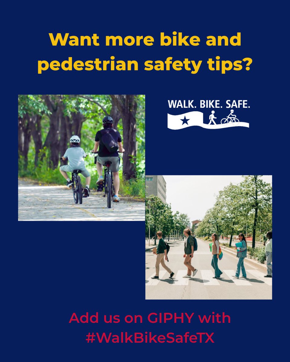 WalkBikeSafeTX's tweet image. Search us on GIPHY using #walkbikesafetx to view more safety tips! #EndTheStreakTX #drivelikeatexan