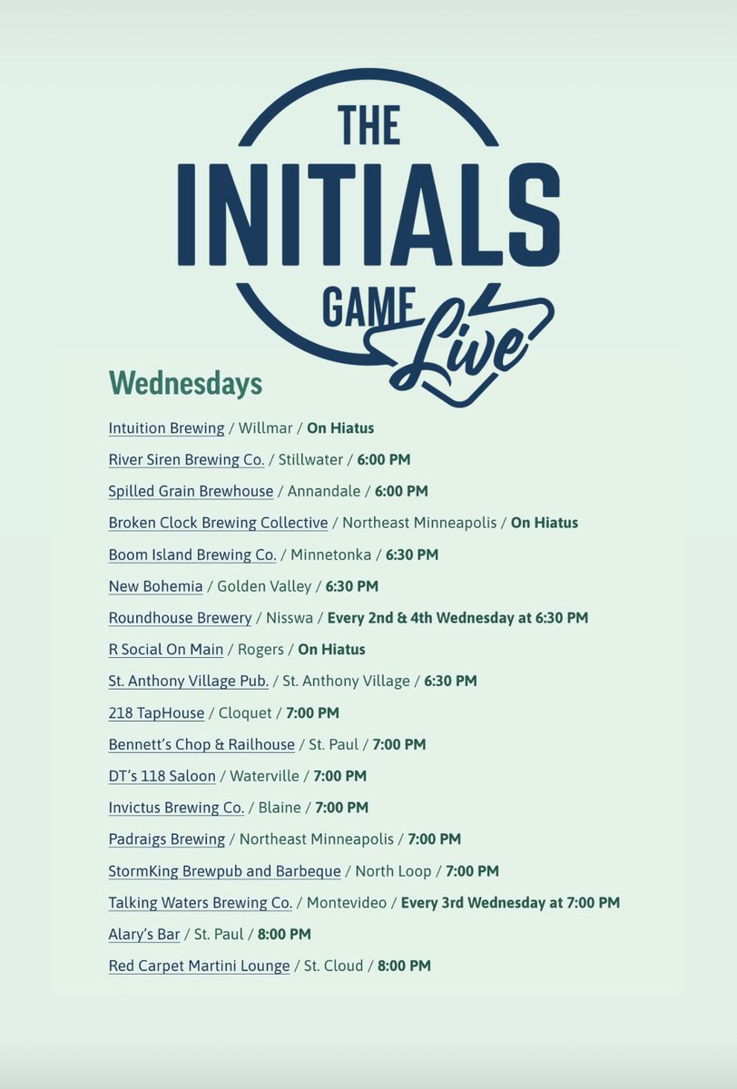 InitialsGame's tweet photo. WEDNESDAYS: https://t.co/JUW6LeU57A https://t.co/ED3AS0iw6p