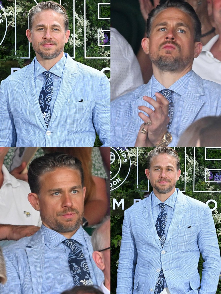 charlie hunnam simply stunning today at wimbledon.