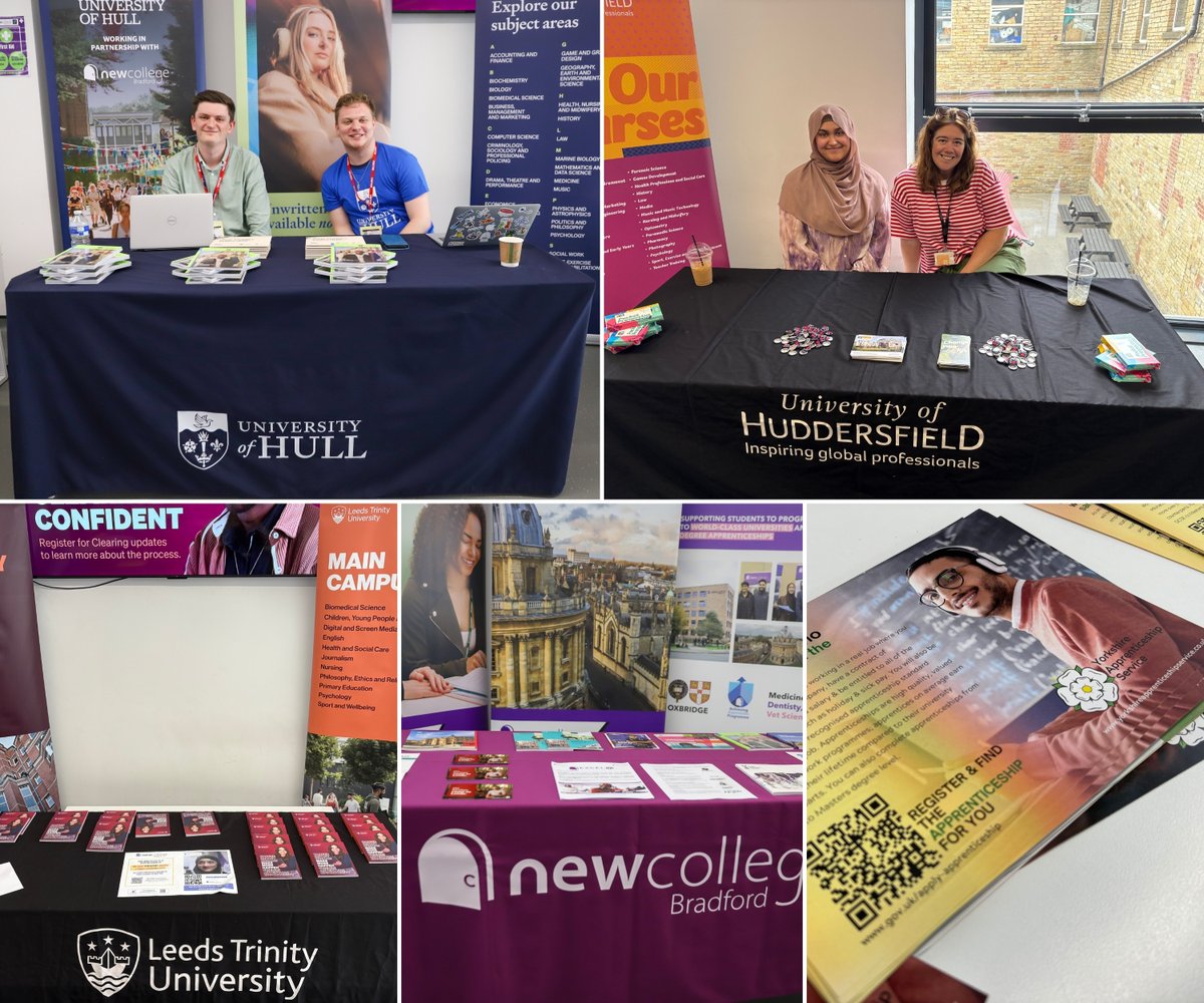NewColBradford's tweet image. In the Canteen, we have several visiting universities and FE providers here to talk to you about your next steps after college! Make sure you pop in and ask any questions you may have 😁