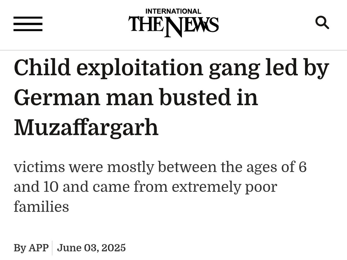 Deutscher Andreas Reinz fliegt nach Pakistan, baut „Gaming Club-Studio“ auf, missbraucht 50 Kinder im Alter von 6–10 Jahren, filmt sie und verkauft die Videos im Darknet an pädophile Kunden weltweit.

Und in Deutschland?
Kein Brennpunkt.
Keine Eilmeldung.
Keine Pressekonferenz.