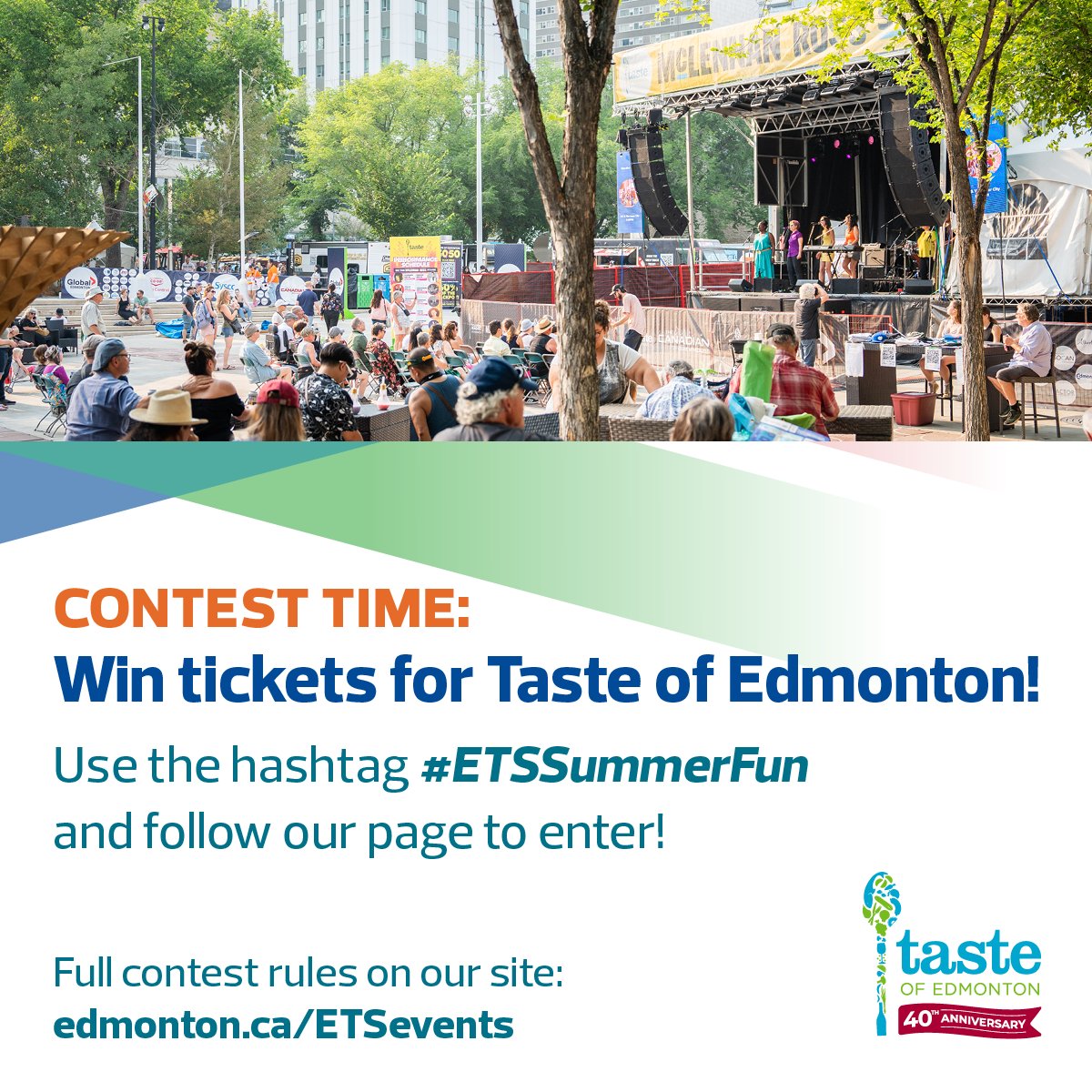 takeETSalert's tweet photo. Contest time! Enter to win one of 18 prizes from @TasteofEdm or @kdaysyeg
Let us know what you’re most excited for at these events. Use #YegTransit + #ETSSummerFun & follow us for the chance to win! Contest ends 11:59pm, July 13. T&Cs/prize info: https://t.co/Zdloaura4s https://t.co/mgCT0JcvAi