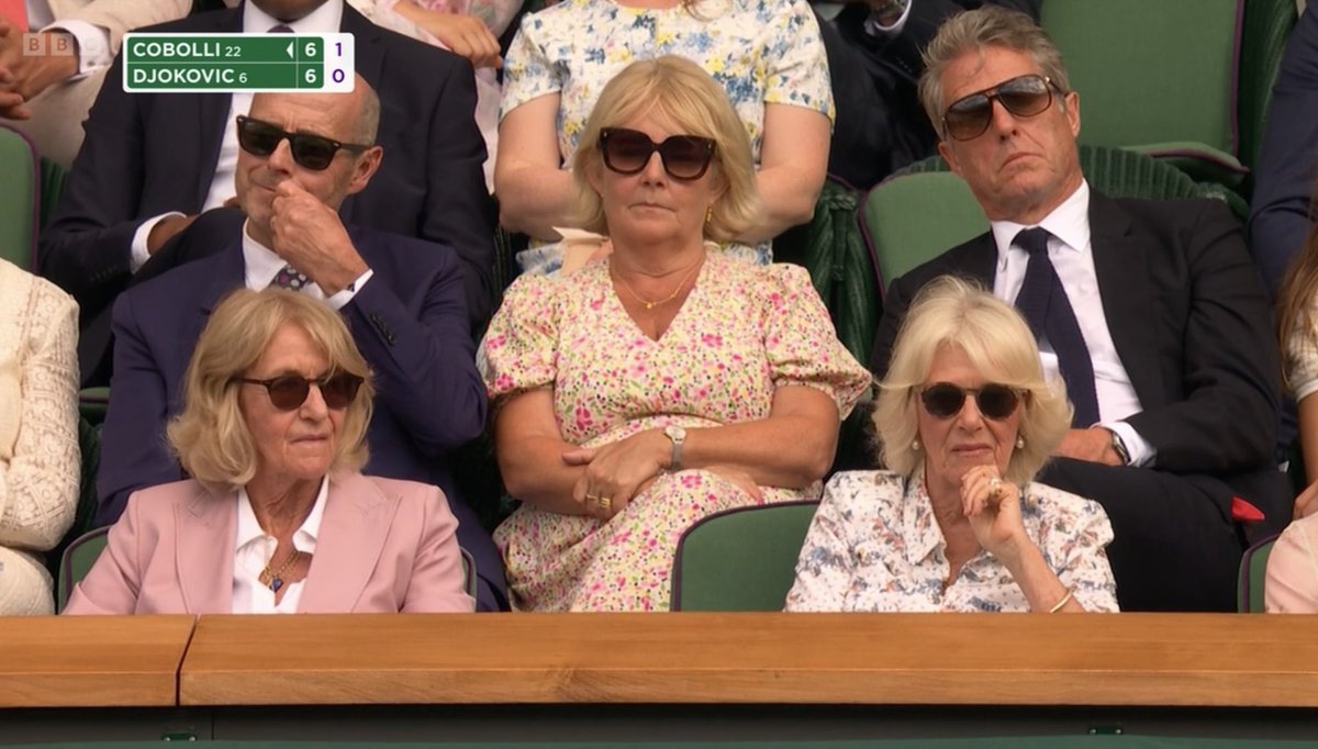 BritsandBlobs's tweet image. Hugh Grant being asleep behind Queen Camilla at the Djokovic match

#Wimbledon