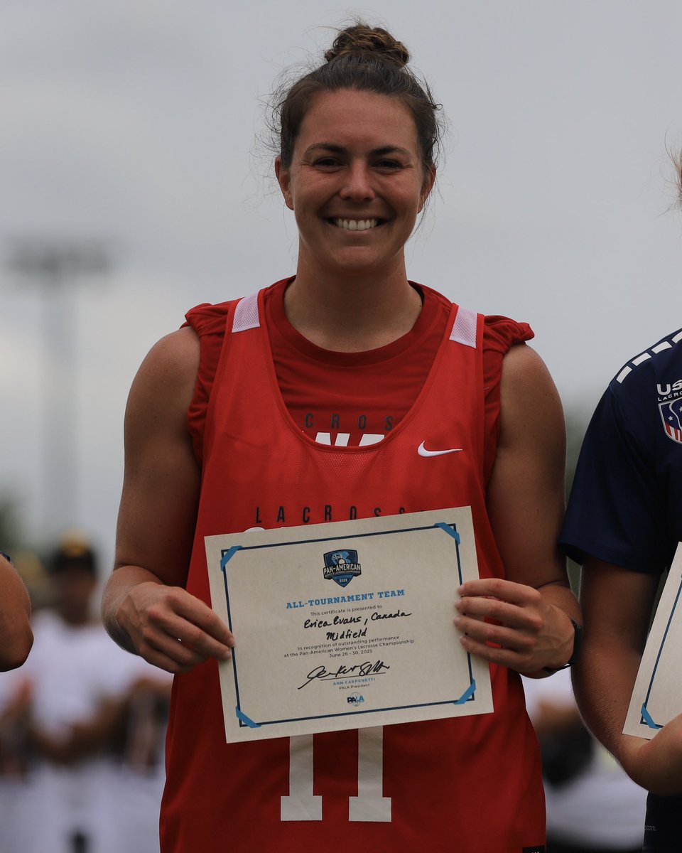 MarylandWLax's tweet image. Pan-American 𝐓𝐞𝐫𝐩𝐬 🐢🌎
So proud to see our Terps representing their countries in the first-ever Pan-American Women’s Lacrosse Championship!
Congrats to Erica Evans on being named to the All-Tournament Team! 🇨🇦