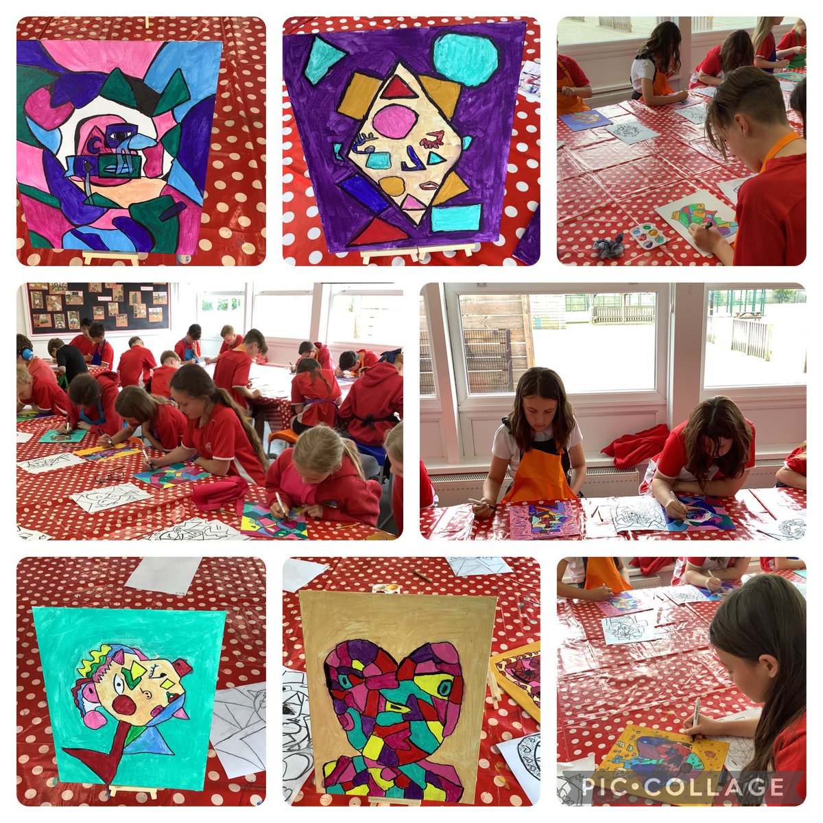Springfield_Pri's tweet image. Year 5/6 had a great art day with Anna from Creation Station creating cubist art. #springfieldyear5and6 #springfieldart