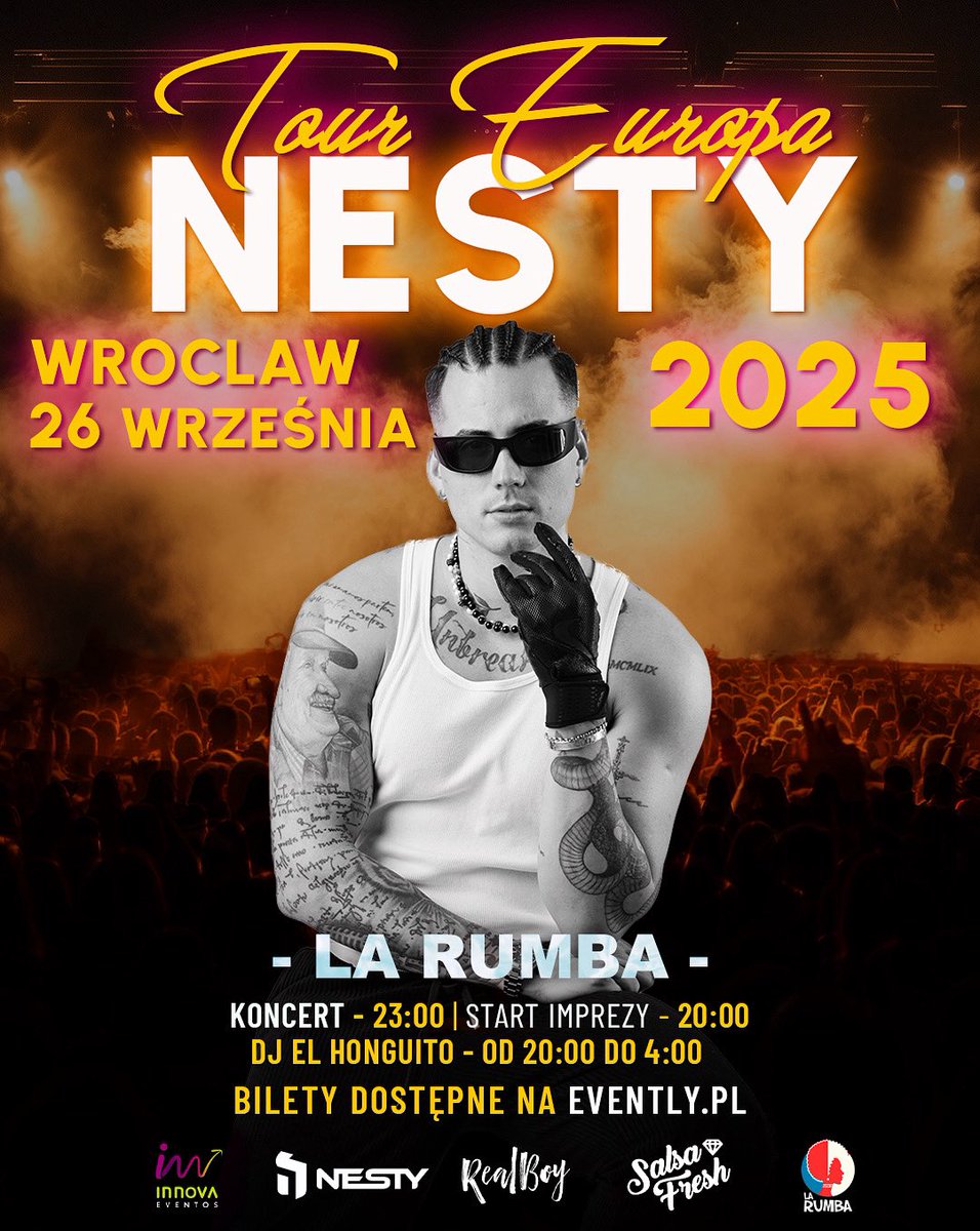 Innovaeventos.es (@innovaeventossp) on Twitter photo 🔥🔥🔥 Nueva fecha para la próxima #gira de #Nesty #TourEuropa2025 
🎫 Ya puedes comprar las entradas en nuestra web oficial ➡️ innovaeventos.es/compra-tu-entr…
🗓 Viernes 26 de septiembre en La Rumba #Wroclaw #Breslavia 🔝 🔥🔥🔥 Nueva fecha para la próxima #gira de #Nesty #TourEuropa2025 
🎫 Ya puedes comprar las entradas en nuestra web oficial ➡️ innovaeventos.es/compra-tu-entr…
🗓 Viernes 26 de septiembre en La Rumba #Wroclaw #Breslavia 🔝
