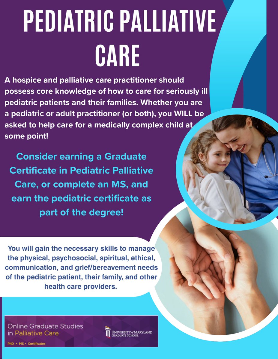 Apply by 7/31! 
graduate.umaryland.edu/palliative

#palliative #PalliativeCare #PediatricPalliativeCare