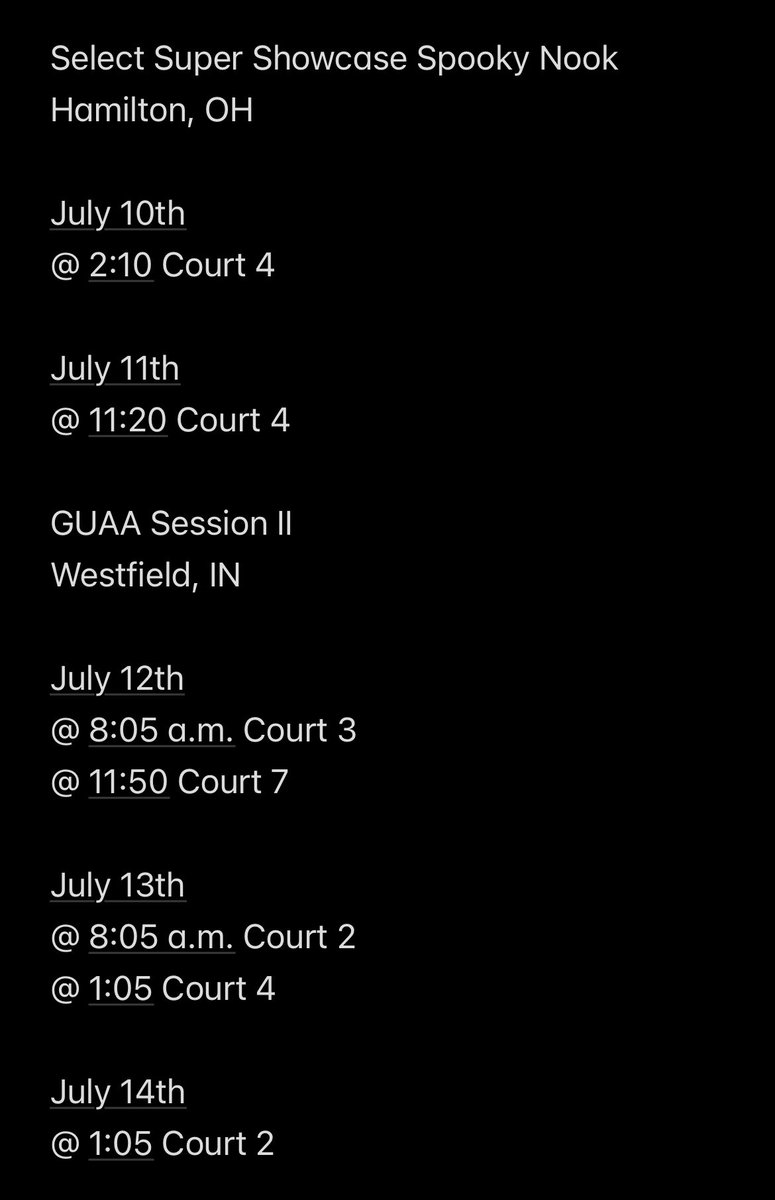 Here is my schedule for the next few days!