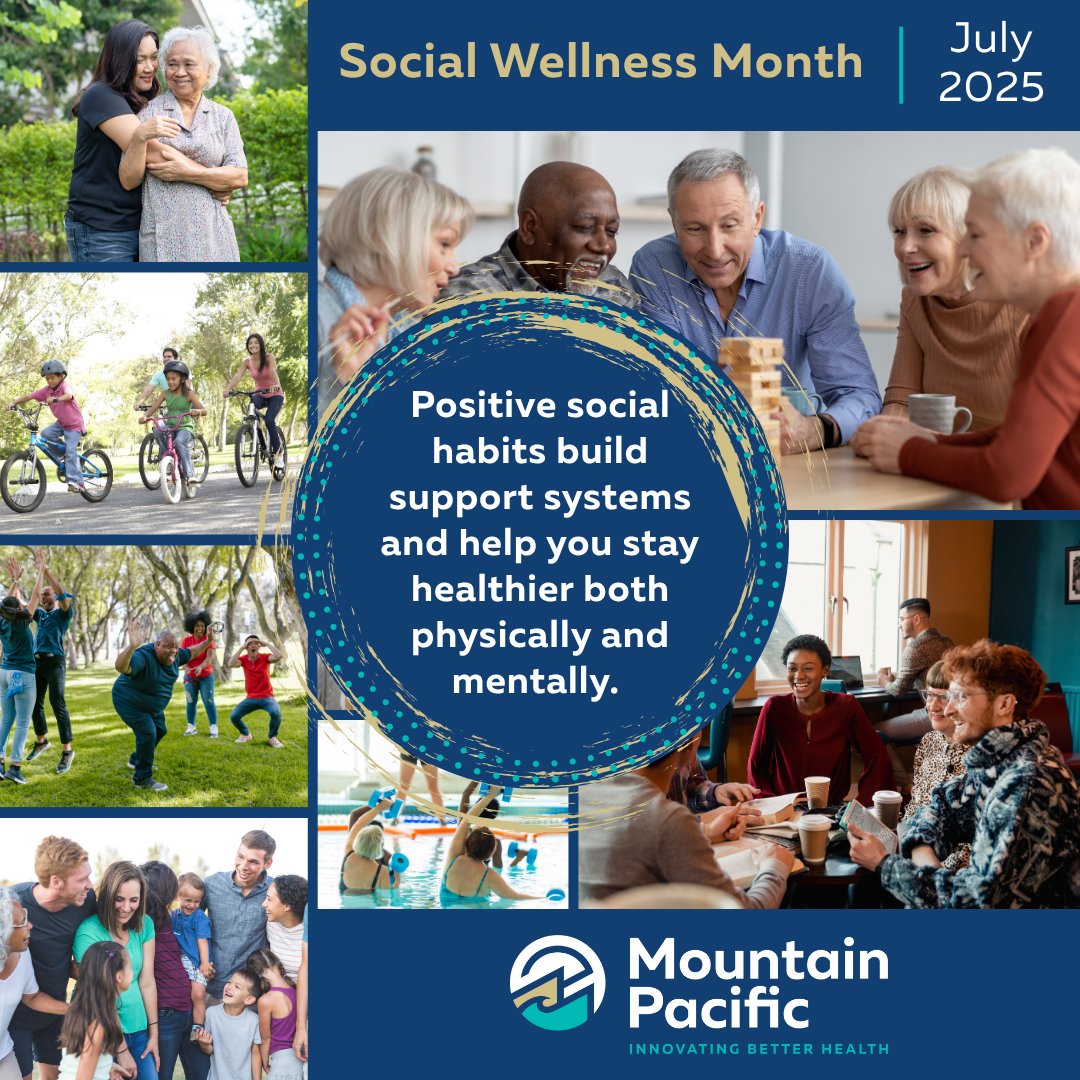 Practice healthy habits for #SocialWellnessMonth with these strategies: 1.Make connections. 2.Take care of yourself while caring for others. 3. Get active with others. 4. Shape healthy habits with your family. 5. Bond with your kids and family. 6. Build healthy relationships.