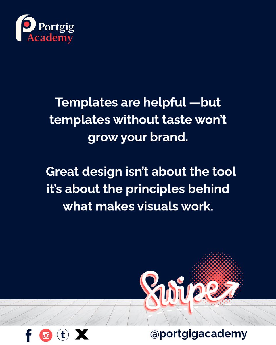 PortgigAcademy's tweet photo. Joining our Academy, we'll teach you basic design principles like; alignment, hierarchy, contrast, spacing, and color theory.
Anticipate us as we launch this academy soonest.
#digitalskill
#techskill
#graphicdesign
#principlesofdesign
#graphicdesignstudent #graphicdesignerlife https://t.co/INRwEIeSCk