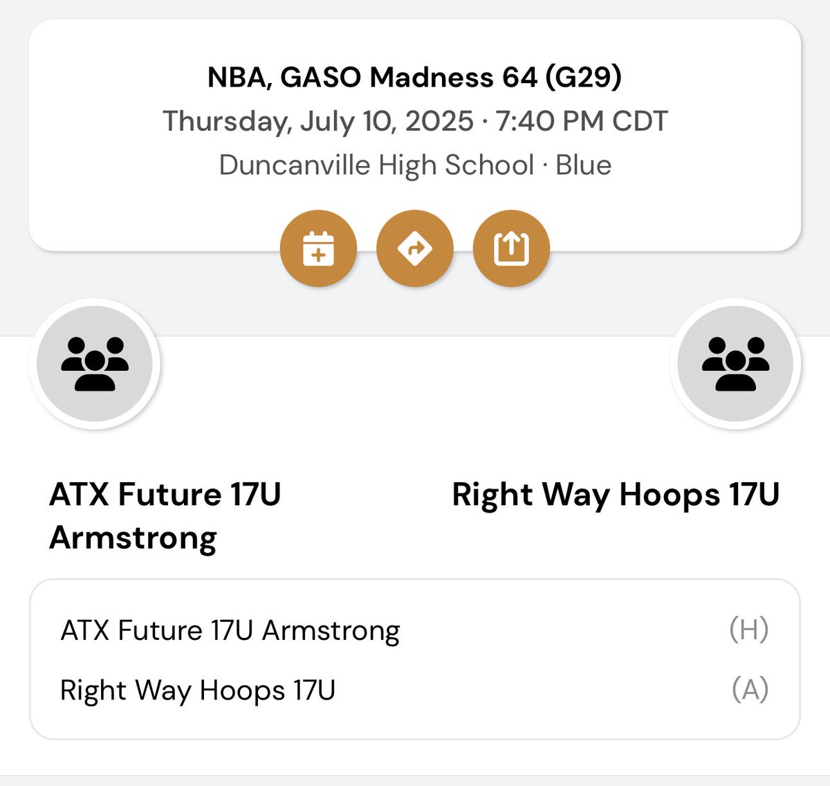 Ayden Davis (@aydendavis2026) on Twitter photo Coaches heres my schedule for <a href="/TexasHoopsGASO/">TexasHoops/GASO ๐</a> this weekend in Duncanville. Starting game is Thursday at 7:40pm.
<a href="/RouseBasketball/">Rouse Basketball</a> <a href="/ATXFUTURE1/">Terry Smothers</a> <a href="/NcsaCoachStock/">James Stockton</a> <a href="/GASOBlue/">Blue Zertuche ๐</a> <a href="/GASOMass/">Ryan Massad ๐</a> <a href="/GASOTim/">Tim Littlefield</a> <a href="/GASOLyndon/">Lyndon Cook ๐</a> Coaches heres my schedule for <a href="/TexasHoopsGASO/">TexasHoops/GASO ๐</a> this weekend in Duncanville. Starting game is Thursday at 7:40pm.
<a href="/RouseBasketball/">Rouse Basketball</a> <a href="/ATXFUTURE1/">Terry Smothers</a> <a href="/NcsaCoachStock/">James Stockton</a> <a href="/GASOBlue/">Blue Zertuche ๐</a> <a href="/GASOMass/">Ryan Massad ๐</a> <a href="/GASOTim/">Tim Littlefield</a> <a href="/GASOLyndon/">Lyndon Cook ๐</a>