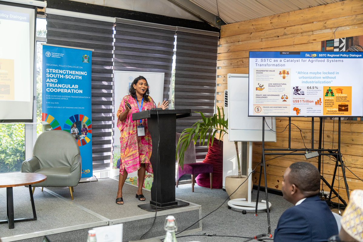 FAOTanzania's tweet image. A Regional policy dialogue underway in 🇹🇿 to harness South-South & Triangular Cooperation for agrifood system transformation in Sub-Saharan Africa to:
🔹 Boost coordination
🔹 Mobilize resources
🔹 Share innovations
🔹 Drive climate resilience
🔹 Align with national goals