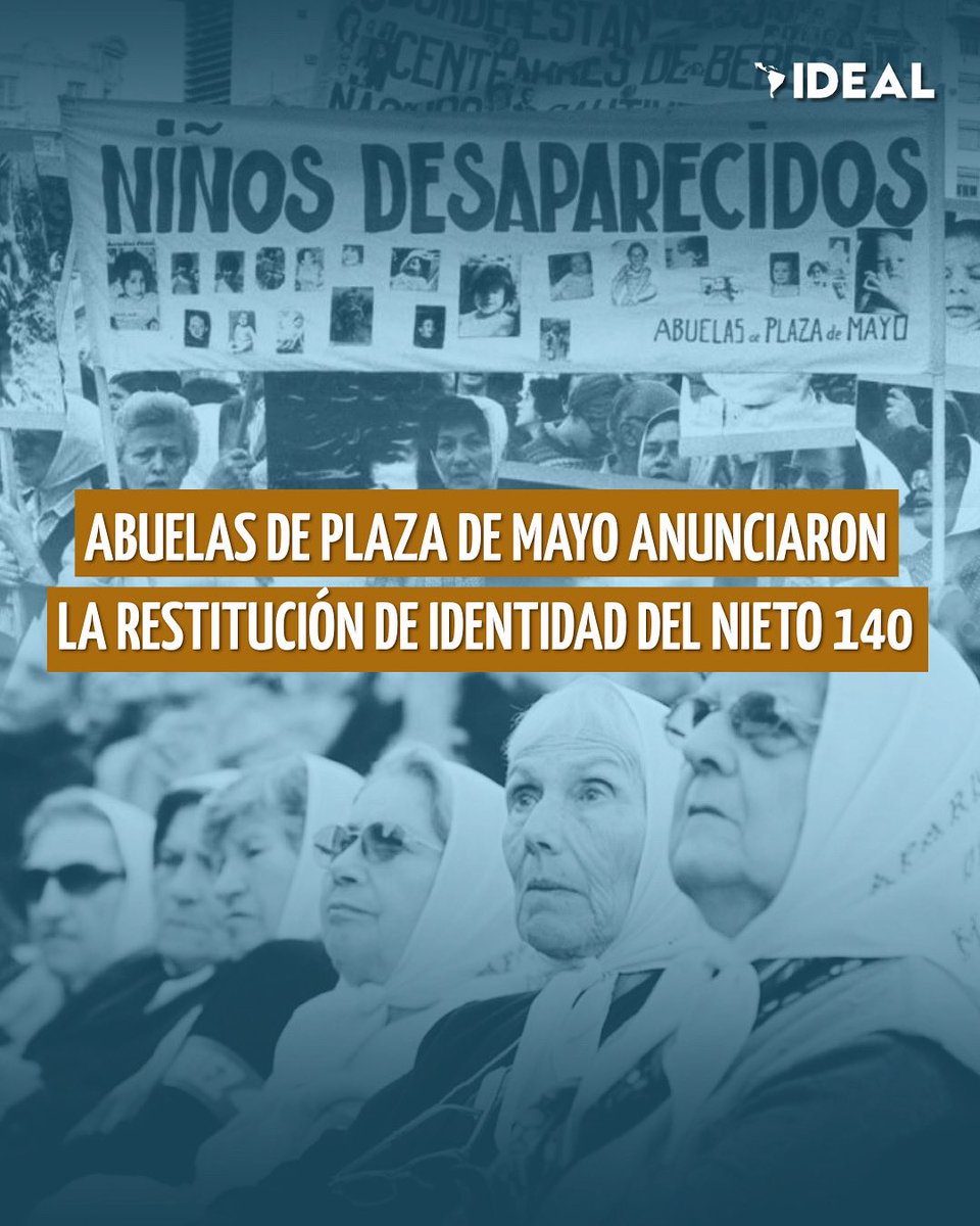 InstitutoIDEAL_'s tweet image. 🇦🇷 En tiempos de negacionismo, la verdad resiste en #Argentina. En medio del desfinanciamiento y los ataques a las políticas de memoria, verdad y justicia por parte del gobierno de @JMilei, las @abuelasdifusion anunciaron la restitución del nieto 140, apropiado durante la…