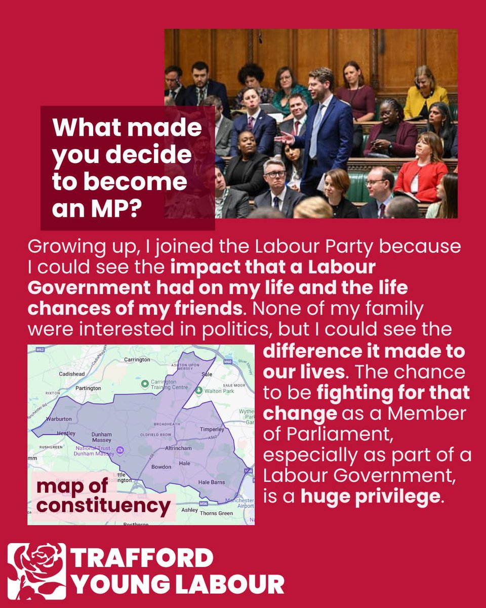 TraffordYL's tweet image. Pt 2 of our interviews with Trafford MPs! This time we asked @connorrandmp a series of questions about his political career and the local area. More to come so watch this space… 👀👀 #younglabour #labourpartyuk 🌹
