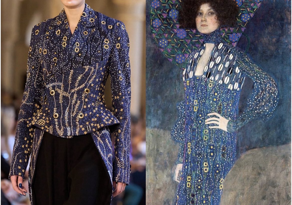 rahul mishra fw25 couture inspired by gustav klimt’s paintings