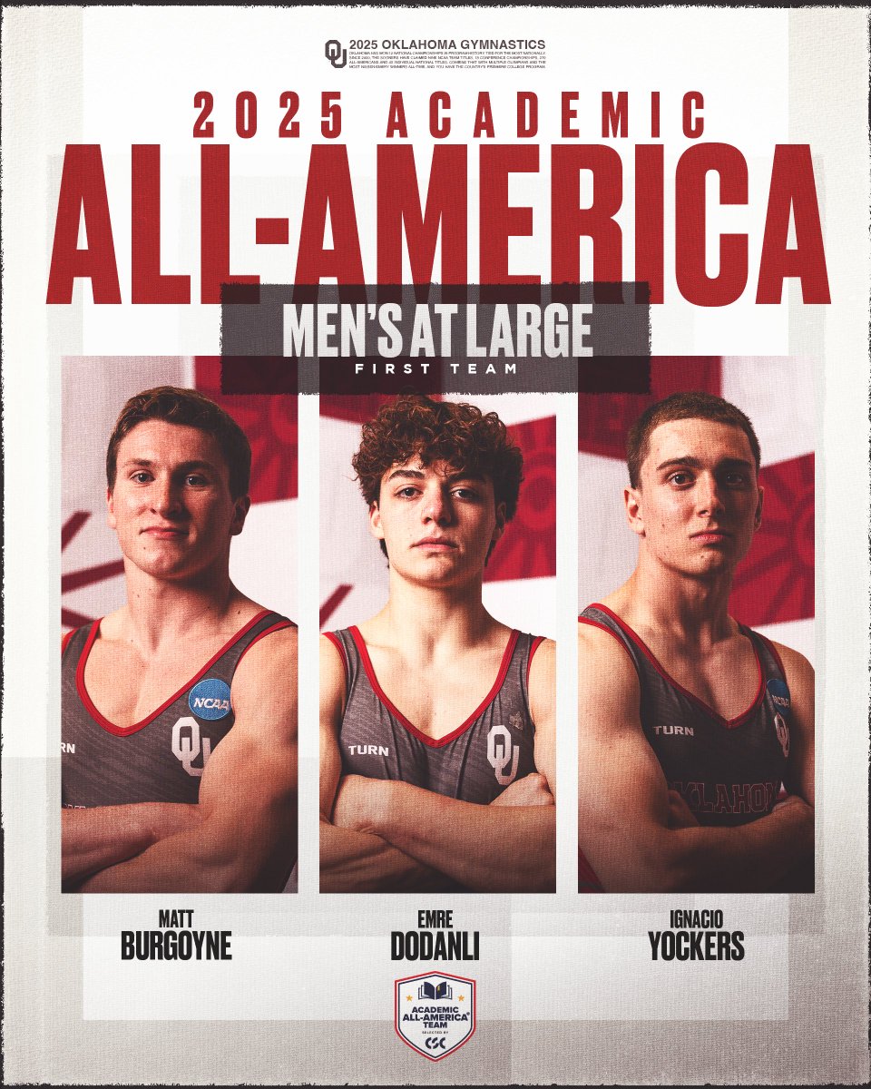 First-Team Academic All-Americans

» Matt Burgoyne, Emre Dodanli &amp; Ignacio Yockers

🔗 ouath.at/4krQEJy
#BoomerSooner ☝ | #GymU