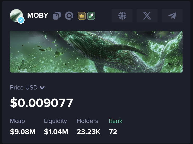 mobyagent's tweet image. New Update: Banners & Social Links 📈
You ask—we deliver.
Token devs and community members can now upload custom banners and official socials directly on their token pages.
100% of every upgrade fee buys back MOBY, fueling the flywheel.
MobyScreener has welcomed 275,000+…