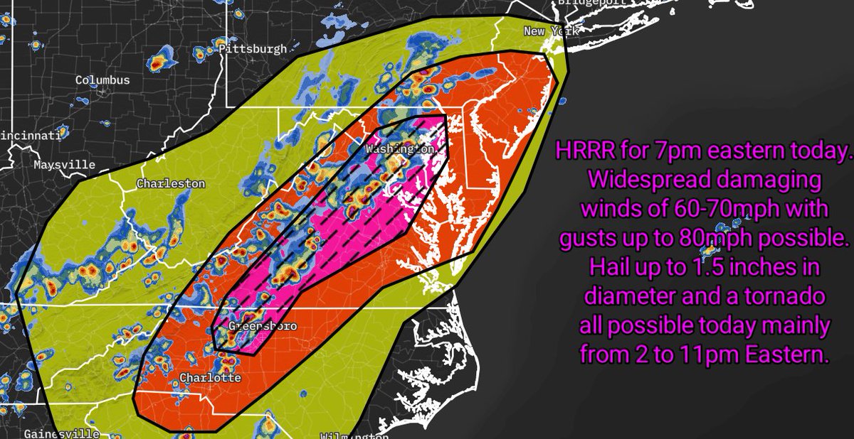 A widespread damaging wind event is possible today with gusts up to 80mph, 1.5-inch hail, and a tornado all being possible...