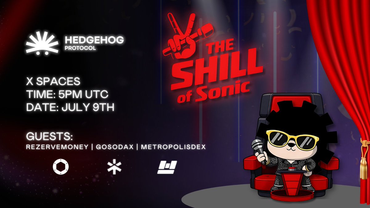 Hedgehog Protocol ๐ฆ (@thehedgehog_io) on Twitter photo Join us and our guests <a href="/rezervemoney/">Rezerve Money (Live on Sonic)๐ฅ</a> <a href="/gosodax/">SODAX</a> @metropolisdex in 15 minutes for the kickoff of THE SHILL OF SONIC ๐ค
A new monthly series where we hand the mic to up-and-coming projects building on @Soniclabs, giving them space to speak, shill, and showcase what theyโre creating. Join us and our guests <a href="/rezervemoney/">Rezerve Money (Live on Sonic)๐ฅ</a> <a href="/gosodax/">SODAX</a> @metropolisdex in 15 minutes for the kickoff of THE SHILL OF SONIC ๐ค
A new monthly series where we hand the mic to up-and-coming projects building on @Soniclabs, giving them space to speak, shill, and showcase what theyโre creating.