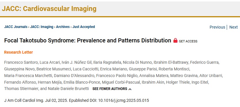 Francesco Santoro, MD, PhD (@frasantoromd) on Twitter photo 🚨 New from our group in <a href="/JACCJournals/">JACC Journals</a>:
#JACCCVImaging
Focal Takotsubo Syndrome and patterns
📊 In 3,722 patients, focal TTS= 1.2%
⚠️ Important for differentiating from MINOCA with early CMR
🧵 DOI: doi.org/10.1016/j.jcmg…
#CardioTwitter #Takotsubo #CMR #JACC <a href="/italian_cot/">Italian Cardiologists Of Tomorrow</a> 🚨 New from our group in <a href="/JACCJournals/">JACC Journals</a>:
#JACCCVImaging
Focal Takotsubo Syndrome and patterns
📊 In 3,722 patients, focal TTS= 1.2%
⚠️ Important for differentiating from MINOCA with early CMR
🧵 DOI: doi.org/10.1016/j.jcmg…
#CardioTwitter #Takotsubo #CMR #JACC <a href="/italian_cot/">Italian Cardiologists Of Tomorrow</a>