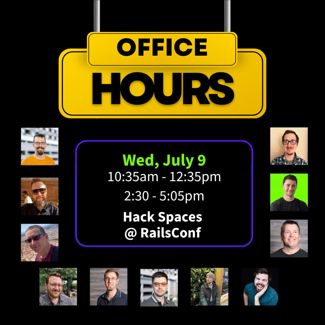 testdouble's tweet image. RailsConf sessions got you thinking about a problem you're trying to solve? Our folks are here to help with office hours at Hack Spaces. Join us after lunch in the banquet hall. #RailsConf #PairProgramming