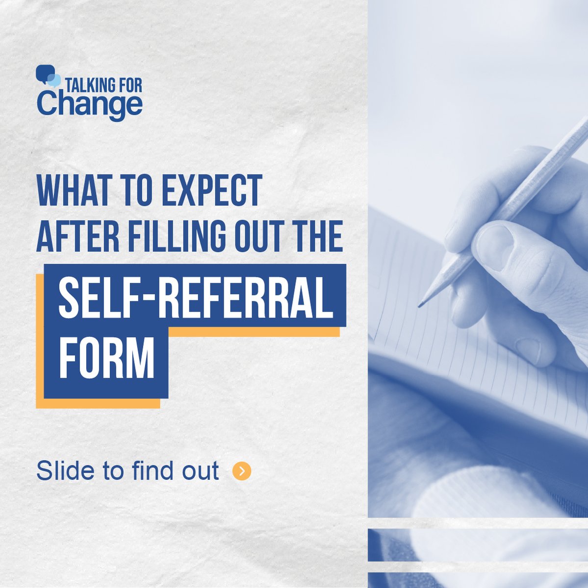 talking4change's tweet image. Wondering what to expect when you opt into our free therapy?
It’s important to know that while we encourage clients to participate, there is no pressure or obligation to do so once the assessment is complete. Swipe to learn more about the process. ➡️