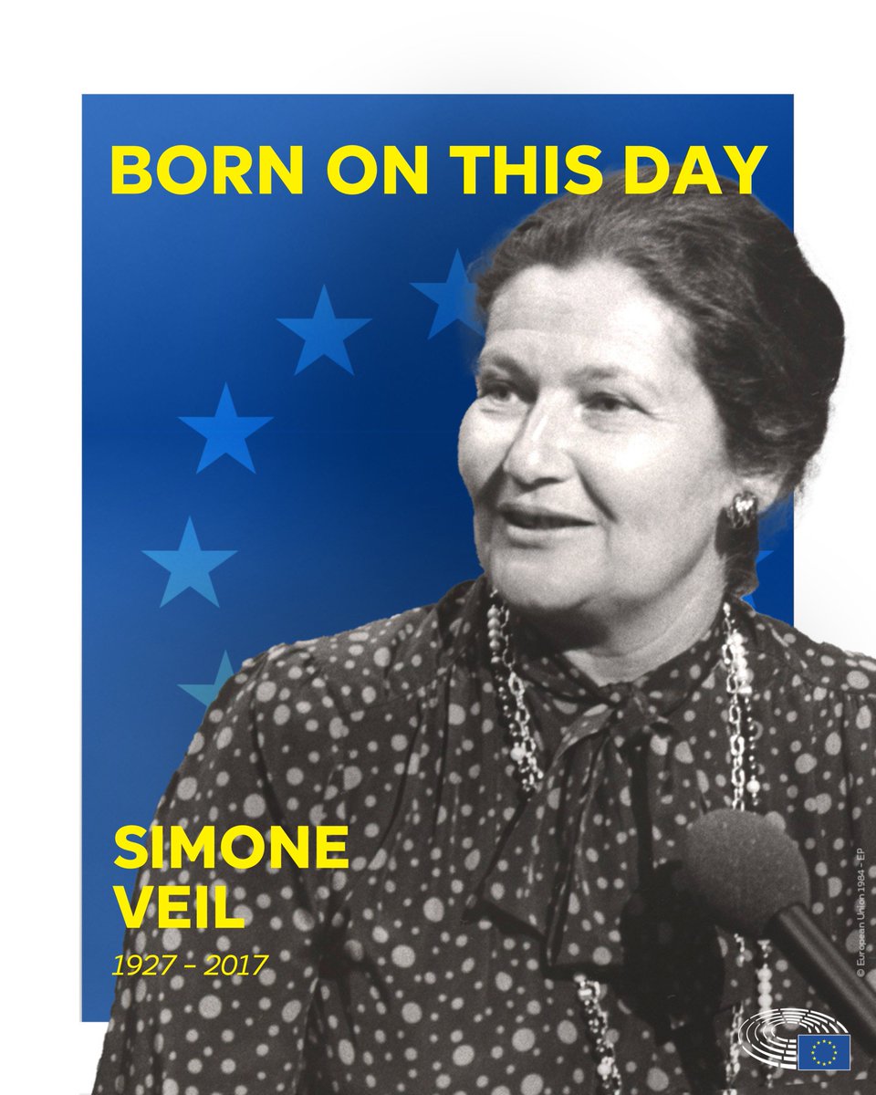 EPinIreland's tweet image. Today we remember Simone Veil, born on this day in 1927.
➡️ Do you know who she is?
➡️ Holocaust survivor.
➡️ Defender of women’s rights.
➡️ The European Parliament’s first female President.
Read more about her 👉 europa.eu/!knGkCT