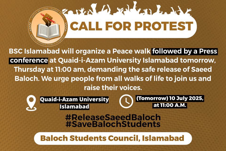 Baloch Students Council (Islamabad) tweet media