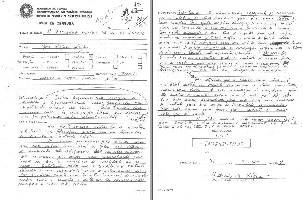"O estranho mundo de Zé do Caixão sob o olhar dos alunos do curso de censor federal da Academia Nacional de Polícia: análise dos discursos e da técnica censória" investiga 23 relatórios de #censura produzidos no curso de censor federal, realizado em 1968: revistaacervo.an.gov.br/index.php/revi…