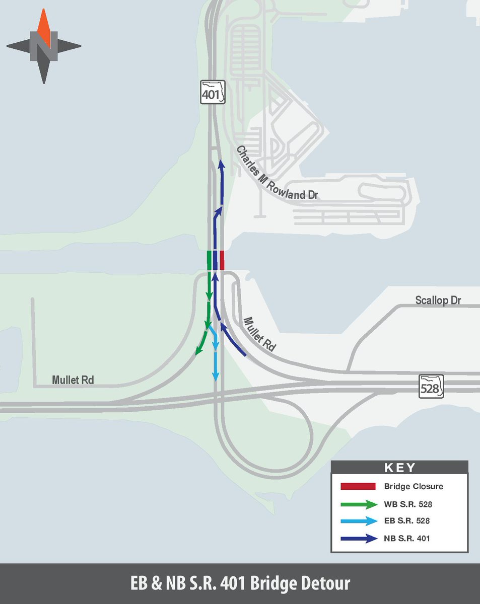 FDOT District 5 (@myfdot_cfl) on Twitter photo 🚧 A long-term closure of the eastern bridge from WB S.R. 528 to NB S.R. 401 in Brevard County is scheduled to begin as early as today, July 9.
Use the middle bridge for NB access and the western bridge for SB.
Detour info: cflroads.com/project/450264… <a href="/BrevardCo_FL/">Brevard County Gov</a> 🚧 A long-term closure of the eastern bridge from WB S.R. 528 to NB S.R. 401 in Brevard County is scheduled to begin as early as today, July 9.
Use the middle bridge for NB access and the western bridge for SB.
Detour info: cflroads.com/project/450264… <a href="/BrevardCo_FL/">Brevard County Gov</a>