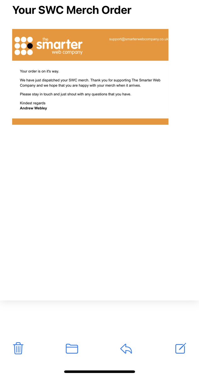 Ordered late last night, dispatched earlier today.  Lovely personal touch with the signing off from the big man!  If you can get the small details right, it’s a great sign.  I’m investing in Andrew.